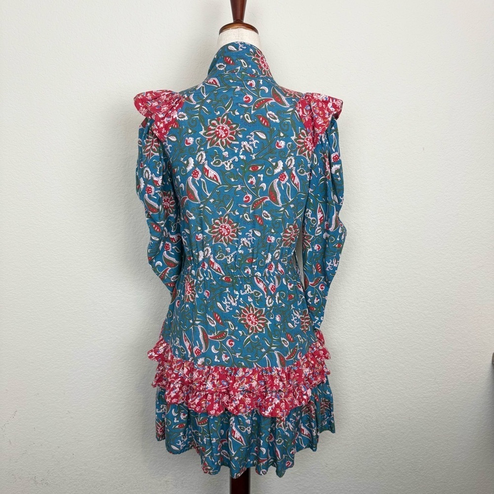 Place Nationale Floral Boho Ruffle High Neck Mini Dress - Picture 9 of 15